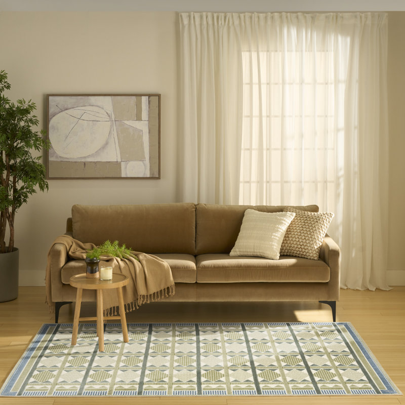 Tapis d'intérieur moderne bleu Maridee, Rectangle 5 pi x 7 pi