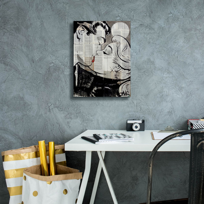 «Pop Kiss» par Loui Jover, art mural sur toile, H 16 po x l 12 po x P 0,75 po
