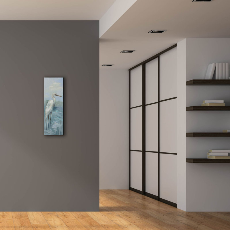 «Heron 1 Light» par Silvia Vassileva, art mural sur toile, H 36 po x l 12 po x P 0,75 po