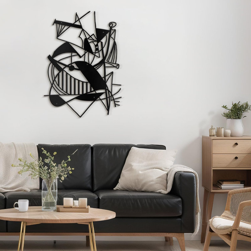 Décoration murale en métal, H 24 po x l 16 po x P 0,05 po, Noir