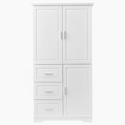 Storage Cabinet With Doors And Three Drawers For Bathroom