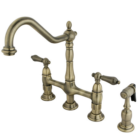 Heritage Double Handle Kitchen Faucet, Vintage Brass
