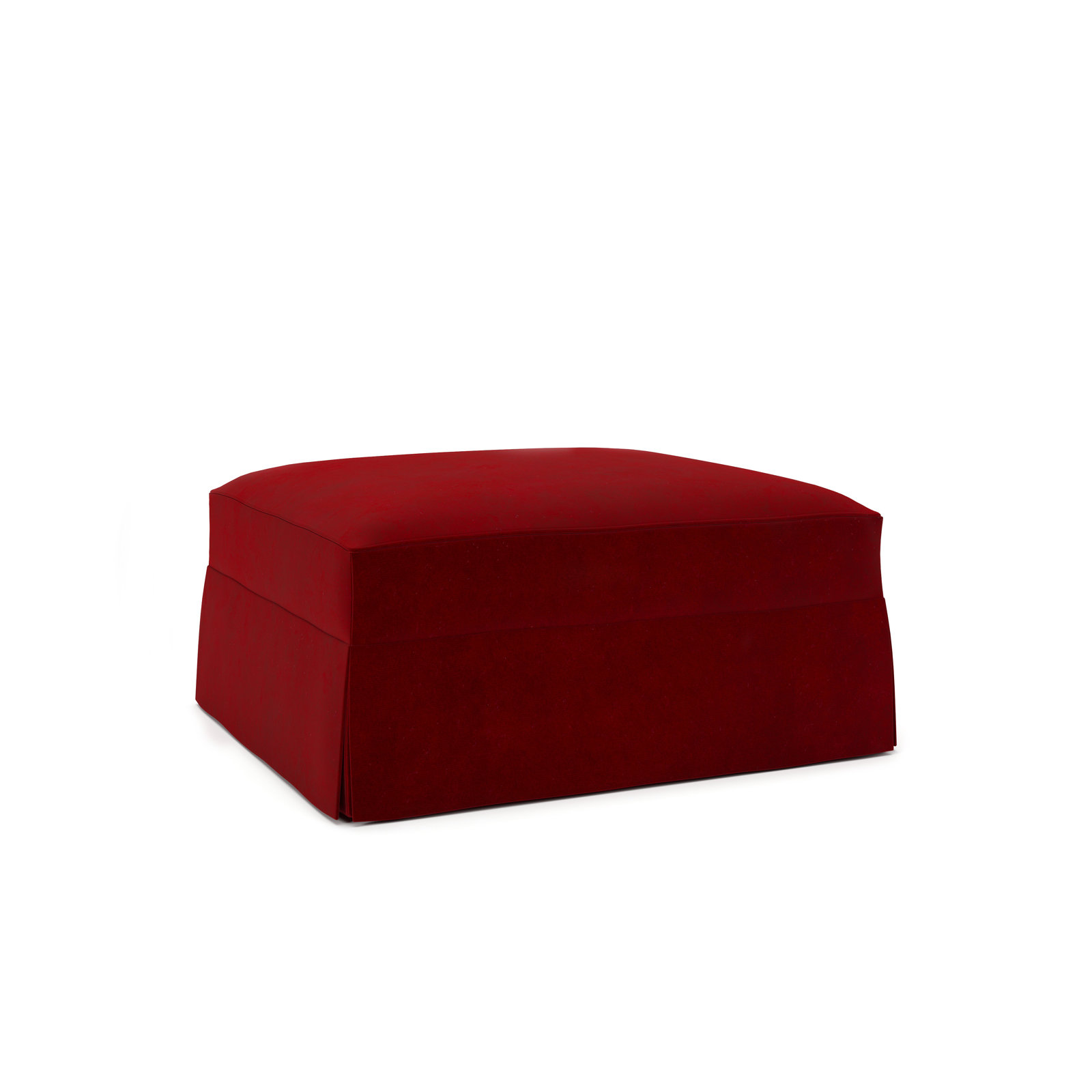 Lucia Upholstered Ottoman, Bella Ruby Performance Velvet