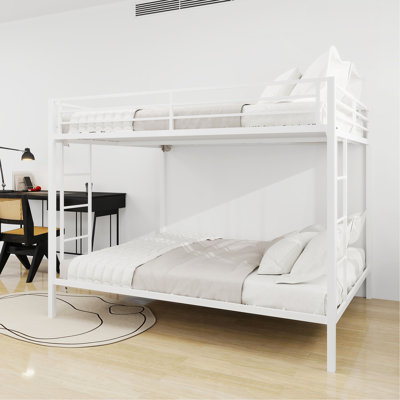 Lit superposé en fer carré multifonctionnel, structure en métal robuste résistant à l'usure, idéal pour optimiser l'espace vertical dans n'importe quelle pièce - Grand lit - 153 cm x 203 cm - Blanc