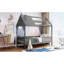 Lit simple en bois avec clôture, gris