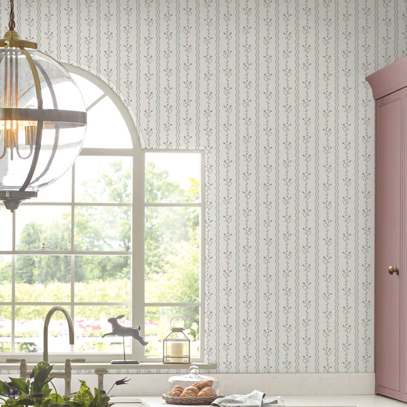 Laura Ashley - papier peint à rayures bleues avec œuf de canard foncé Blencow