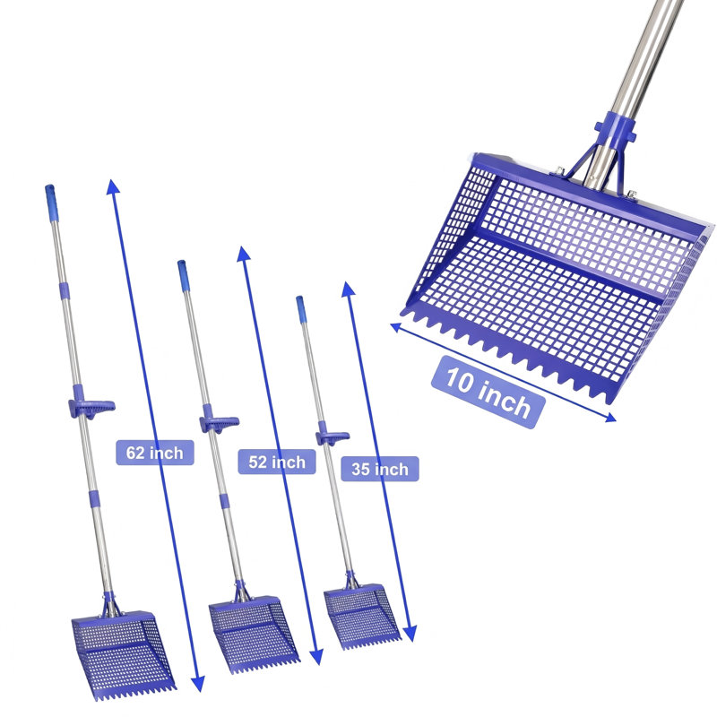 Pelle et rameur 2 en 1, tête en acier inoxydable 304, ramassage des déchets 2X, pelle à litière antirouille pour les poulaillers, enclos à bestiaux, sable de plage