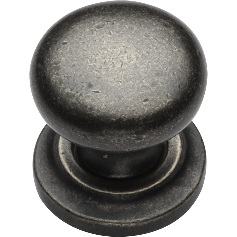 Round Cabinet Knob on Rose, Natural Bronze, 1.25