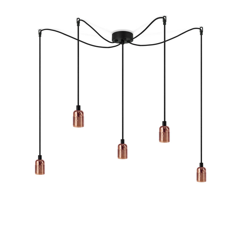 Bi 5 - Light Cluster Pendant, Glossy Copper/Black nut