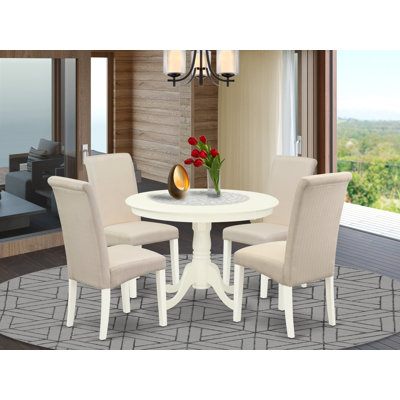 Jasper 4 - Person Rubberwood Solid Wood Dining Set by Charlton Home