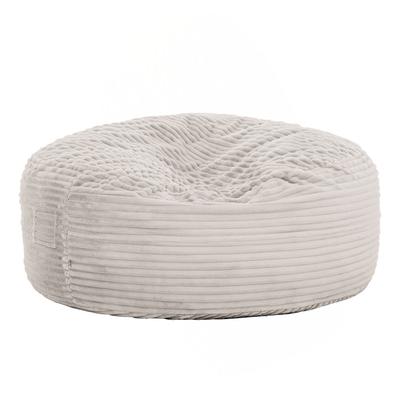 Modern 5-Foot Round Memory Foam Bean Bag Soft Corduroy Fabric Bean Bag Chair, 27" H x 60" W x 60" D, Taupe