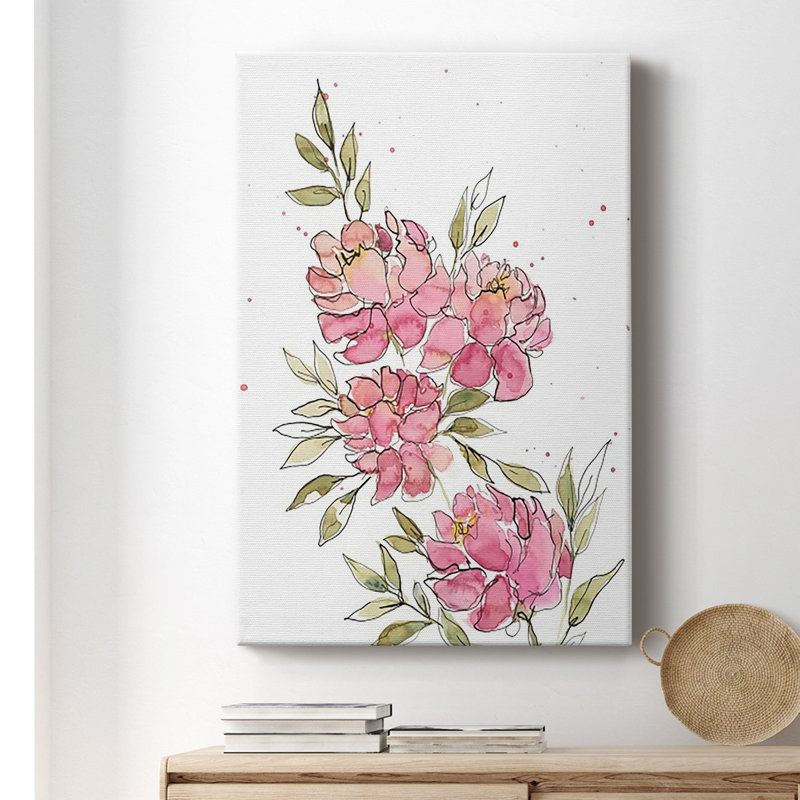 Aquarelle, fleurs I sur toile, H 18 po x l 12 po x P 1 po