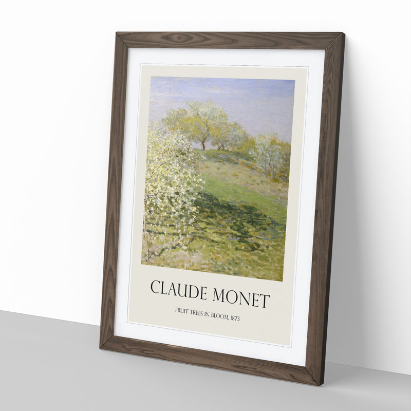 Spring Fruit Trees In Bloom by Claude Monet - Single Picture Frame Print, Walnut Framed, 65cm H x 48cm W x 2cm D