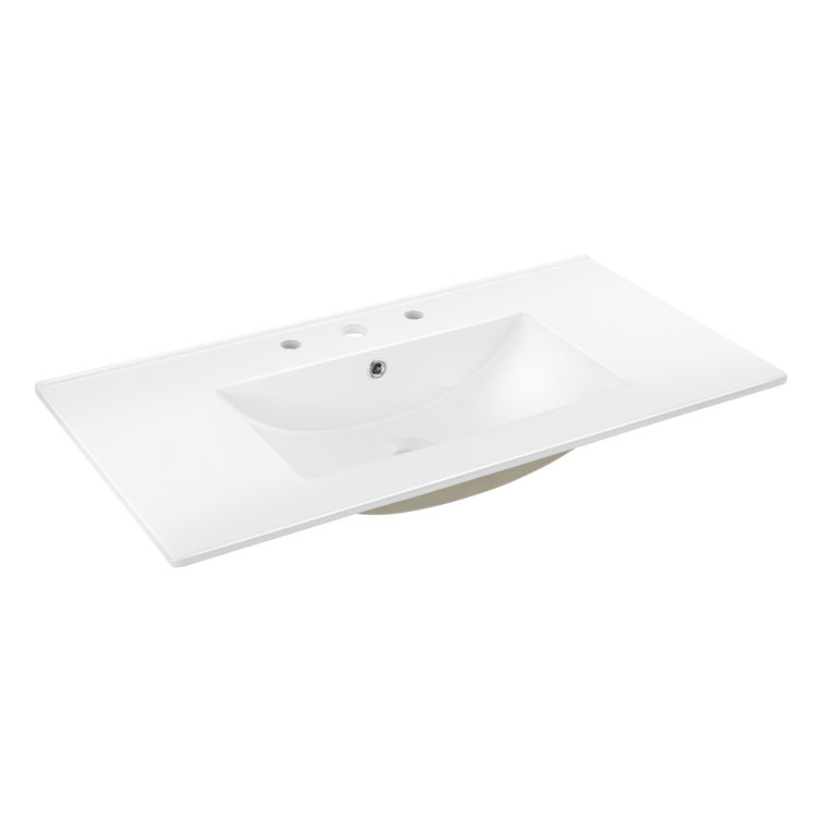 Ancillary 3-Hole 36" Classic Contemporary Rectangular Ceramic Single Sink Basin Vanity Top