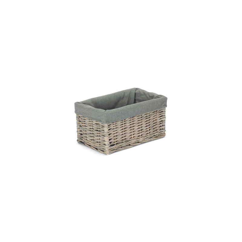 House Of Hampton Wicker Decorative Basket, Grey Wash/Grey Lining, 17cm H x 33cm W x 20cm D