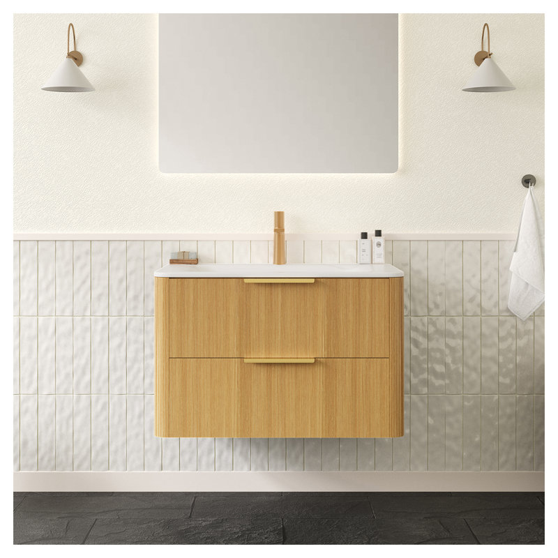 Meuble-lavabo flottant de 30 po avec lavabo en pierre frittée Zane