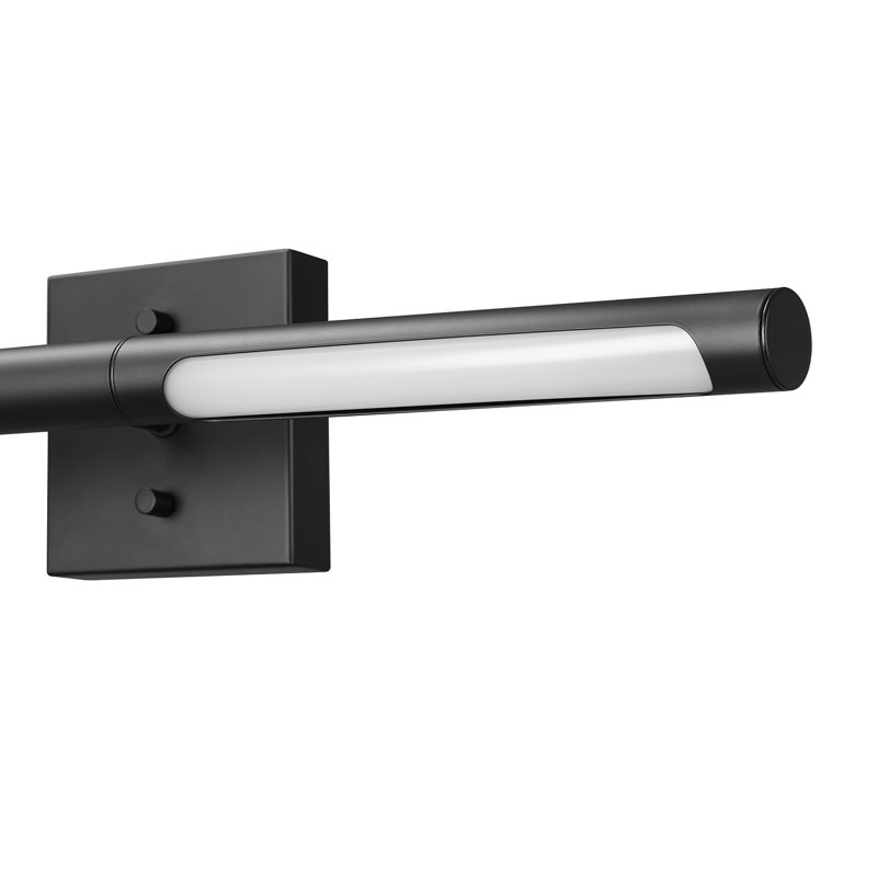Ensemble 5 pièces d'accessoires de salle de bain tout-en-un noir avec éclairage de meuble-lavabo linéaire intégré à 2 lumières DEL 24 po