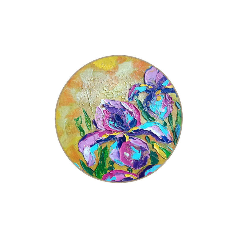 Tapis tissé lavable à motifs de couleurs mélangées, Rond 3 pi 3 po
