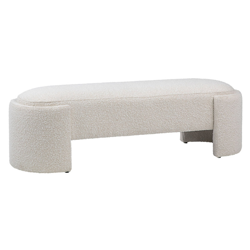 Off-White Boucle Fabric Sled Leg Bench