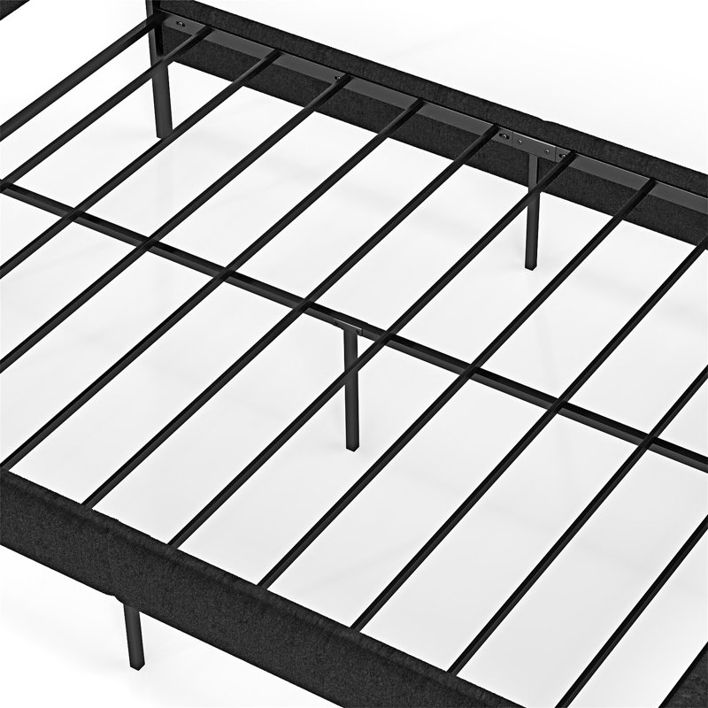 Upholstered Platm Bed Frame, Black, Queen