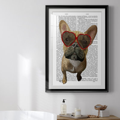 " French Bulldog And Heart Glasses "