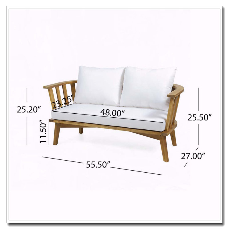 Causeuse d'extérieur en bois avec coussins