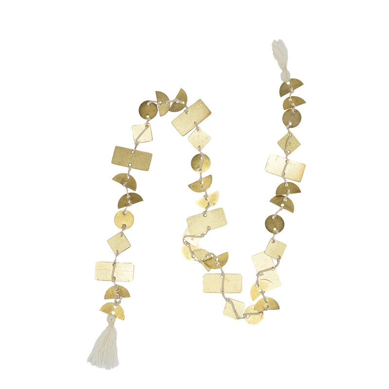 Geometric Garland with Tassels Wood & Cotton