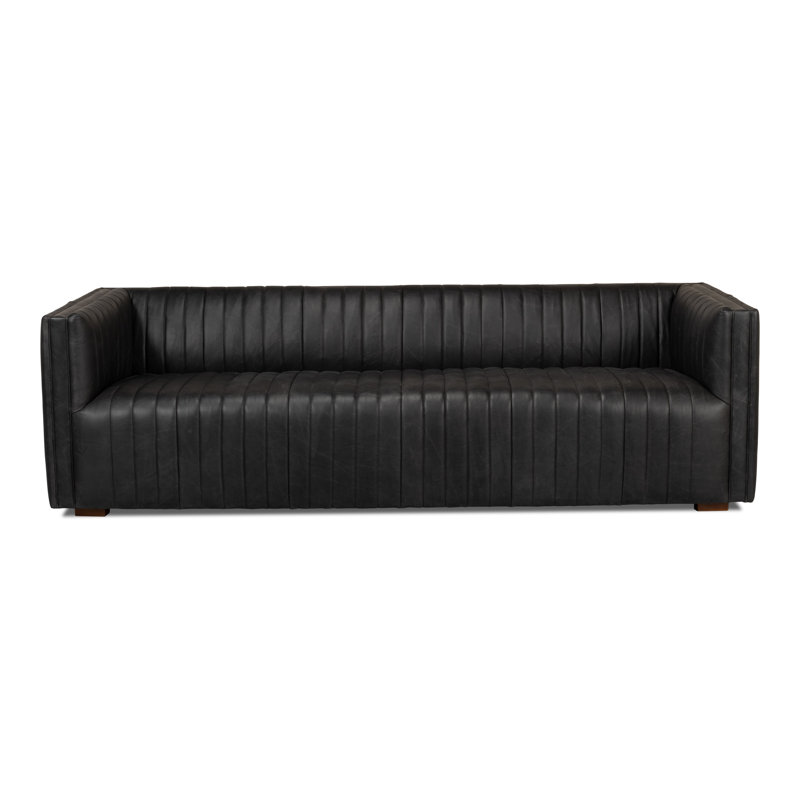Canapé à accoudoirs en cuir véritable de 96 po Everett