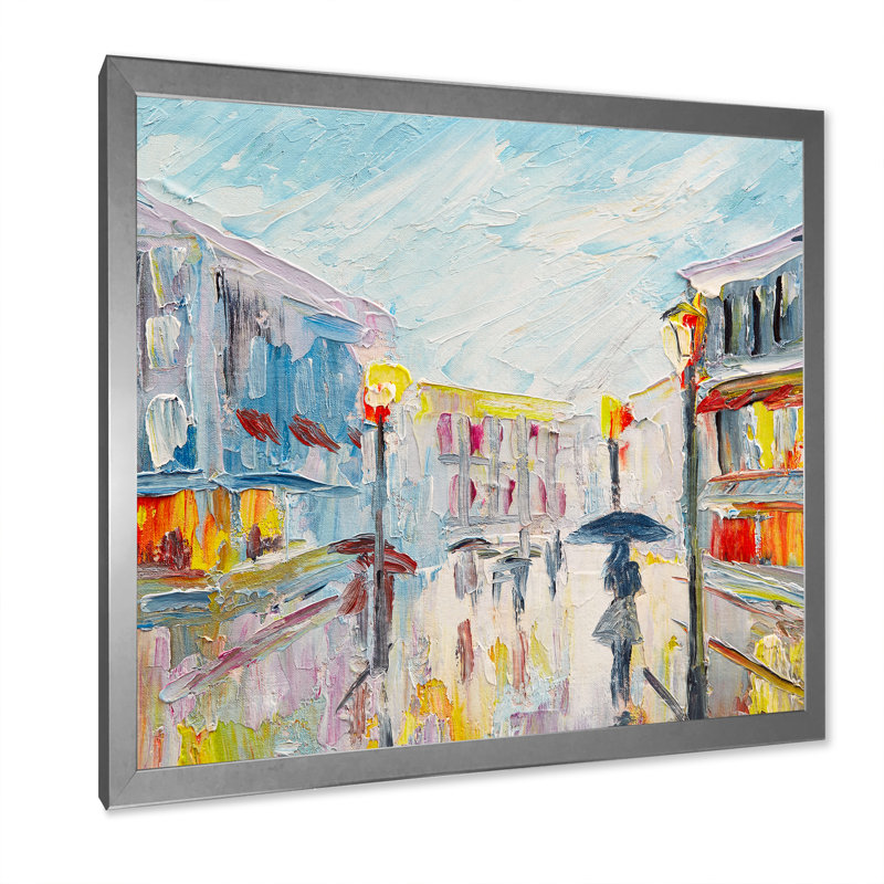 Illustration romantique d'un couple romantique à Paris, H 36 po x l 36 po x P 1 po, Encadrement argenté