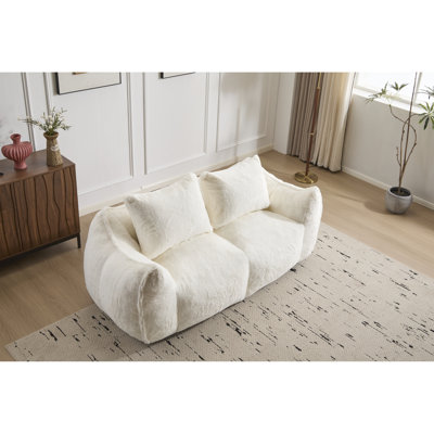 Fauteuil à billes surdimensionné pour adultes, fausse fourrure de haute qualité, intérieur confortable avec design ergonomique, sans assemblage, canapé à deux places, s'intègre bien dans la chambre