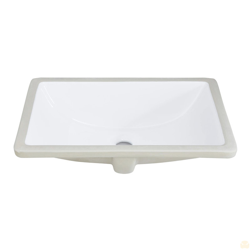 Lavabo de salle de bain rectangulaire blanc encastré avec trop-plein
