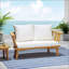 Causeuse d'extérieur en bois avec coussins - blanc / teck - l 55,50 po x P 27,00 po x H 25,50 po