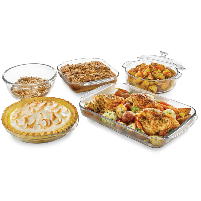 Ensemble de plats de cuisson en verre avec couvercle 1 pièce 5 pièces Libbey Baker's Basics