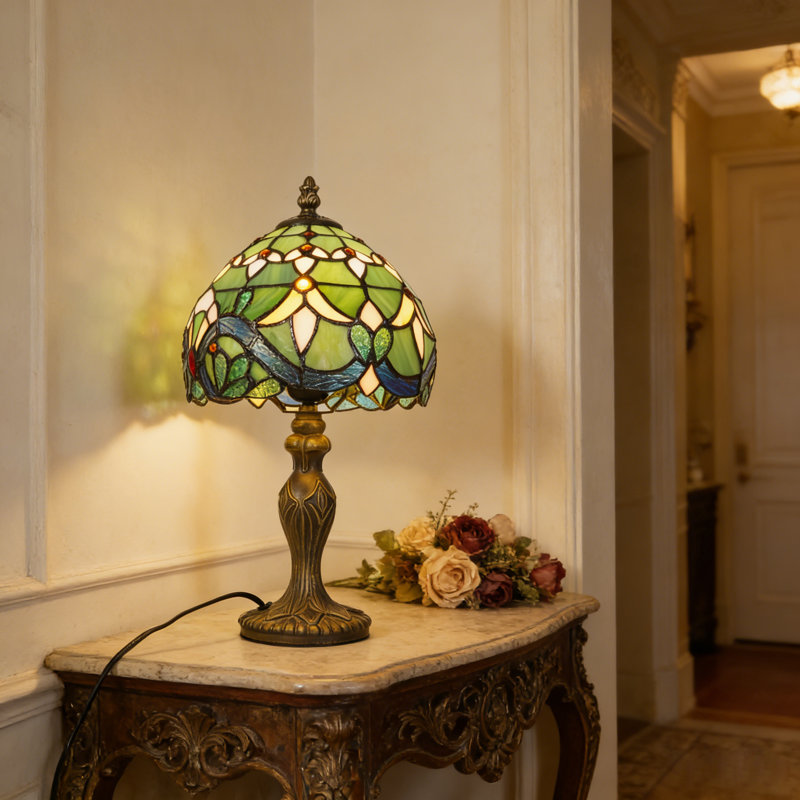 Lampe de table baroque Tiffany 14,7 "h, ampoule E26 chaude incluse
