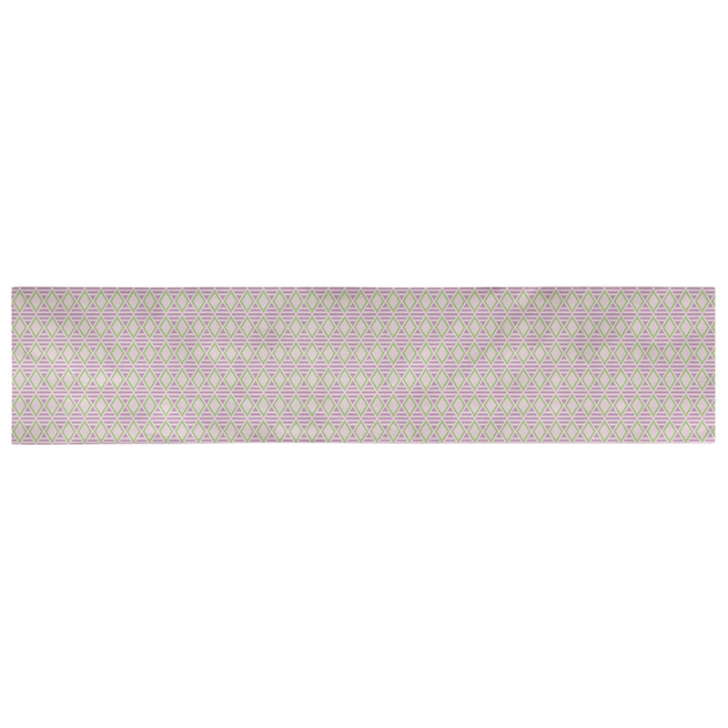 Chemin de table à carreaux géométriques Avicia, 73,5 po x 17,5 po, Rose et pastel, Coton