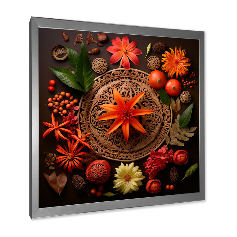 Amazon Vine Red Flower Magic I - impression, H 16 po x l 16 po x P 1 po, Cadre simple gris
