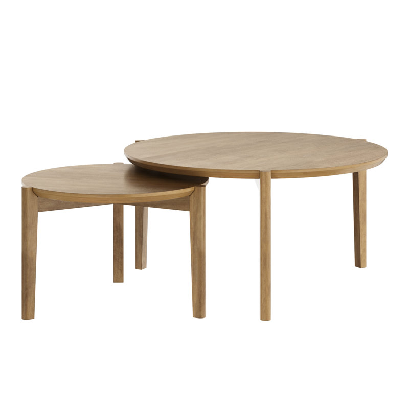  2 Piece Nesting Coffee Table Set, Light Brown