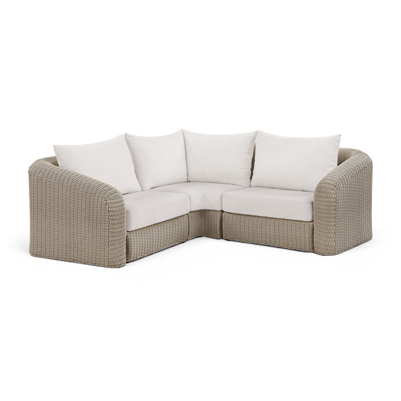 Canapé modulaire d'extérieur en oléfine de 88,25 po Seacrest, 3, Cream, Taupe