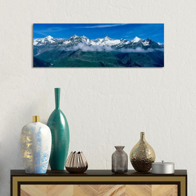 Aerial View, Swiss Alps, Switzerland - Wrapped Canvas Panoramic Print