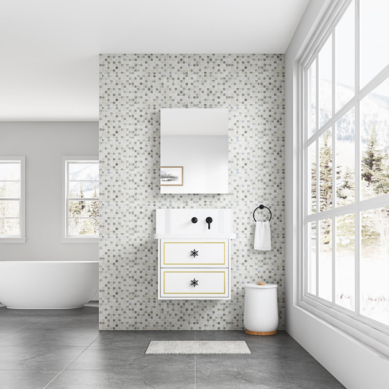 Armoire à pharmacie de salle de bain spacieuse avec miroir biseauté de 24 po de large et stable l 24 po, 24"