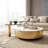 Ninah Fully Assembled, Modern Light Luxury Round Nesting Coffee Table With 1 Drawer, Gold Base&Glass Rock Panels For Living Room Decor