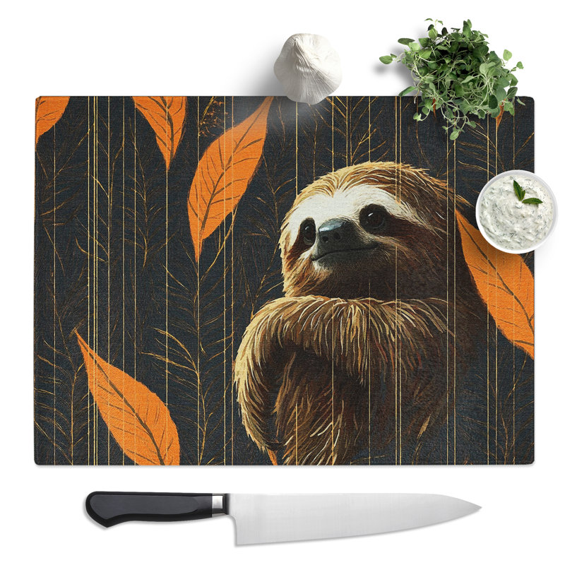 Sloth  Glass Chopping Board