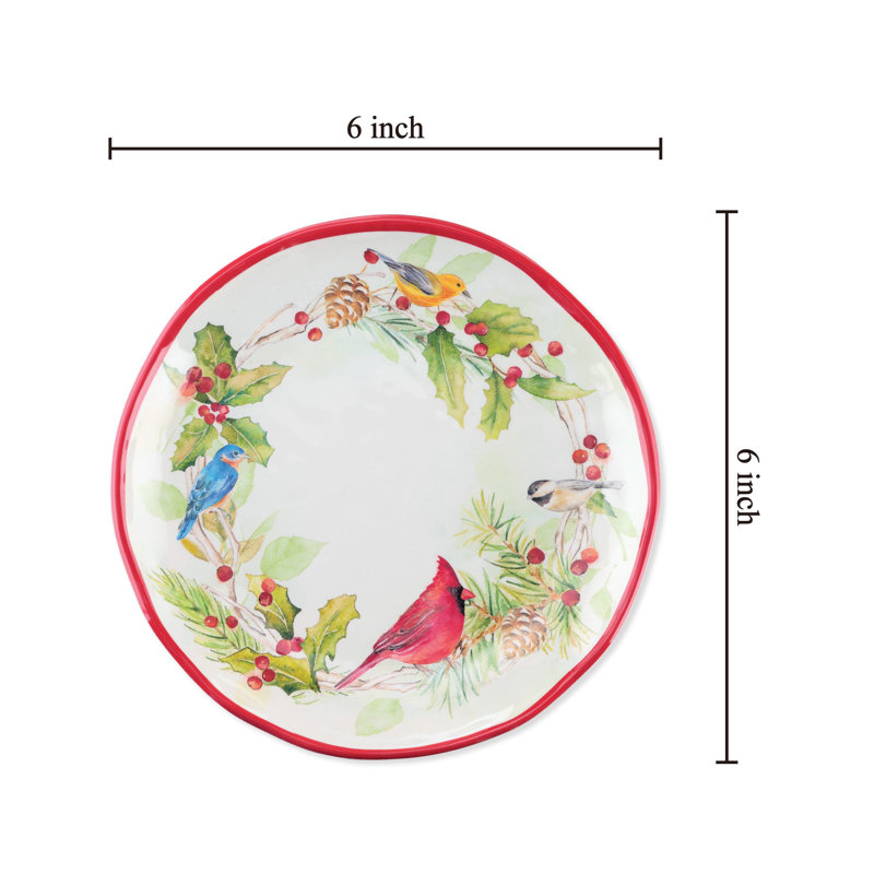 Winter Birds, 6" Melamine Plate S12