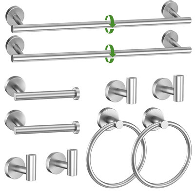 10-Piece Round Bathroom Hardware Towel Bar Set