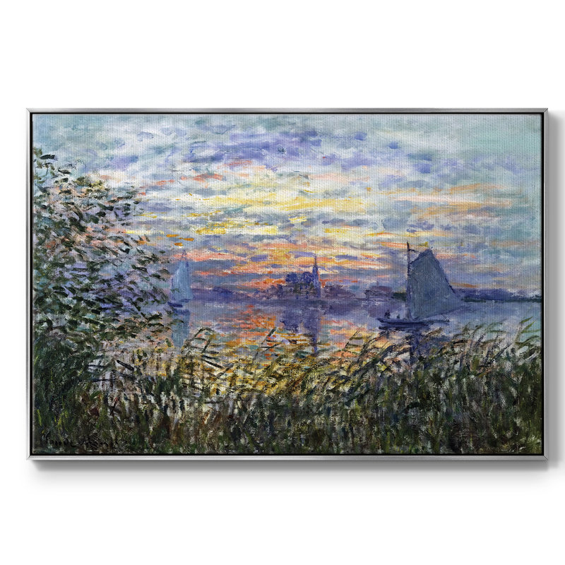 " Sunset On The Seine, 1874 ", 17" H x 25" W x 2" D, Silver