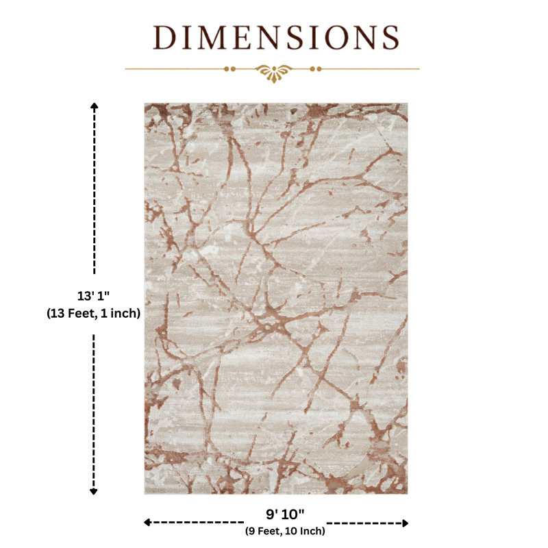 Tapis abstrait en marbre Absecon | Tapis d'intérieur moderne en polyester | Motif de pierre vieillie, BEIGE ROSE