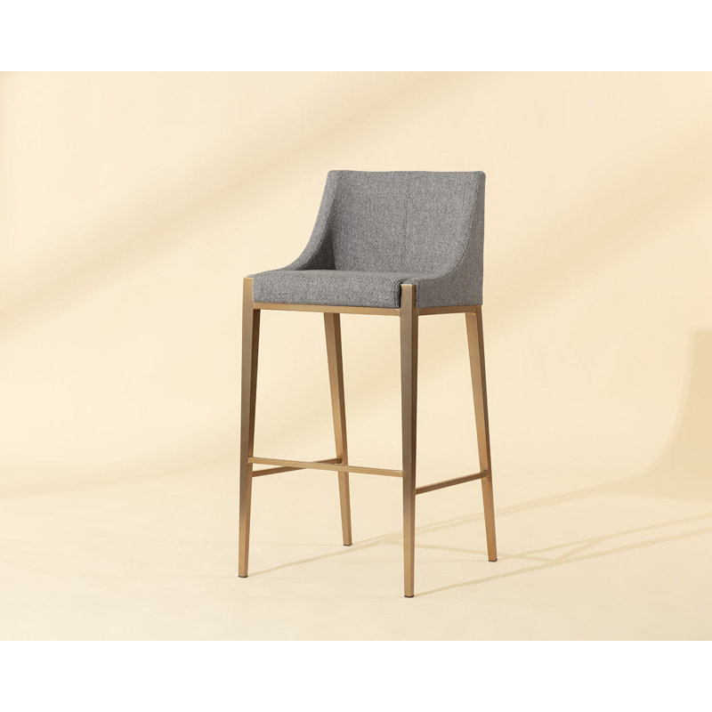 Dionne Upholstered Stool with Metal Frame, Gray