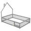 Tête de lit gris en forme de tête de lit avec barrière de garde-corps - Chambre en bois de pin confortable pour une sieste relaxante, garde-corps facile à assembler-172363918