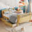 Twin Size Wood Platform Bed for Kids, Wood Low Profile Twin Bed with Rails for Girls and Boys, Natural-352509857-352509859