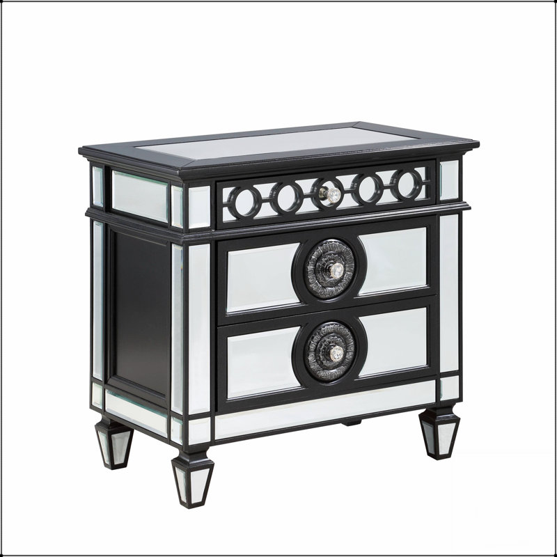 Table de chevet Glam Luxury, Noir / argenté